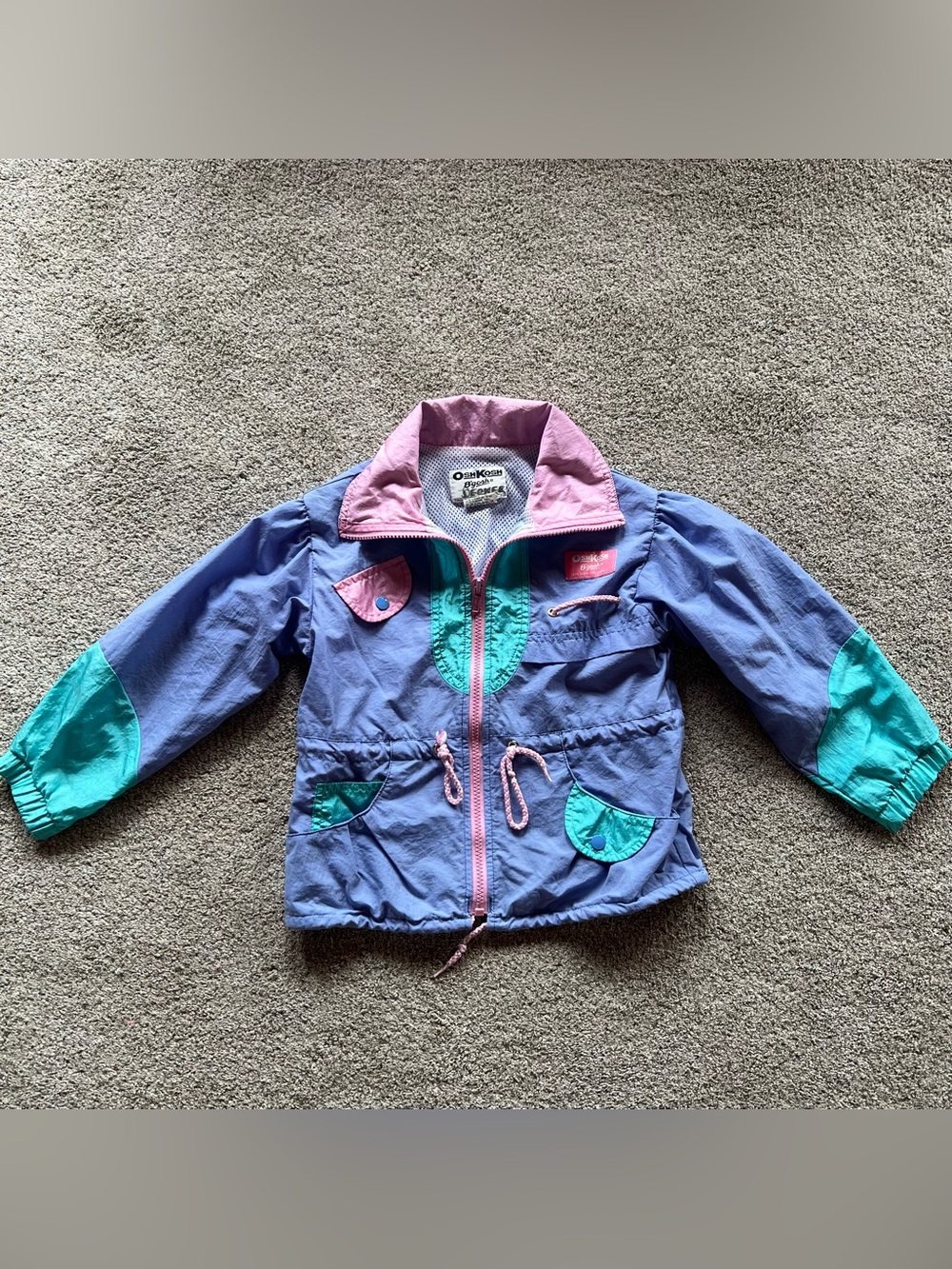OshKosh B'gosh VTG windbreaker 80s 90s kid pastel retro USA made Pink Girly 5/6